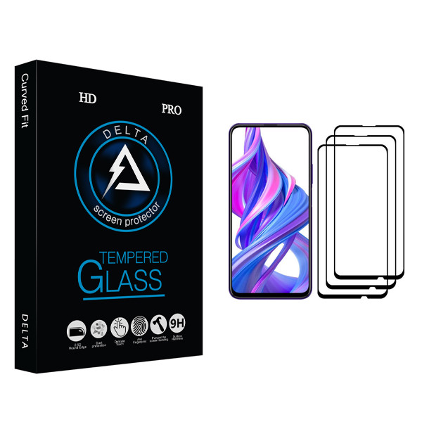 محافظ صفحه نمایش دلتا مدل HD مناسب برای گوشی موبایل آنر 9X Pro بسته سه عددی