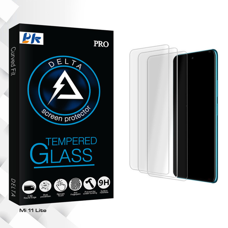 محافظ صفحه نمایش شیشه ای پی کی مدل Delta Glass MIX3 مناسب برای گوشی موبایل شیائومی Mi 11 Lite بسته سه عددی