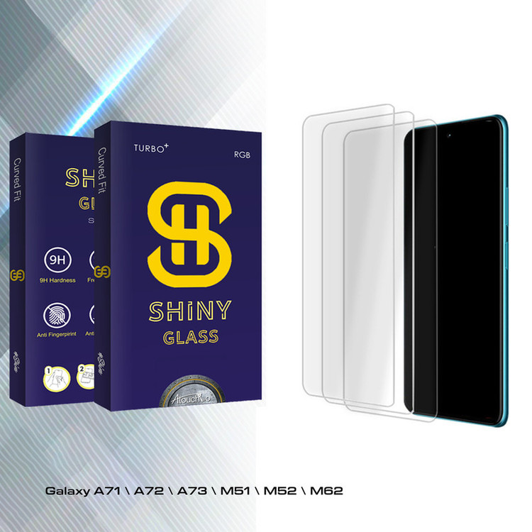 محافظ صفحه نمایش شیشه ای آتوچبو مدل Shiny Glass MIX مناسب برای گوشی موبایل سامسونگ Galaxy A71 / A72 / A73 / M51 / M52 / M62 بسته سه عددی