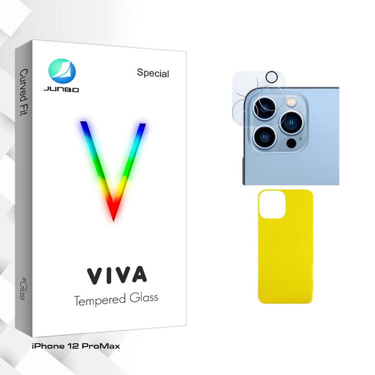 محافظ پشت گوشی جانبو مدل Viva Glass FLL مناسب برای گوشی موبایل اپل iPhone 12 ProMax به همراه محافظ لنز دوربین