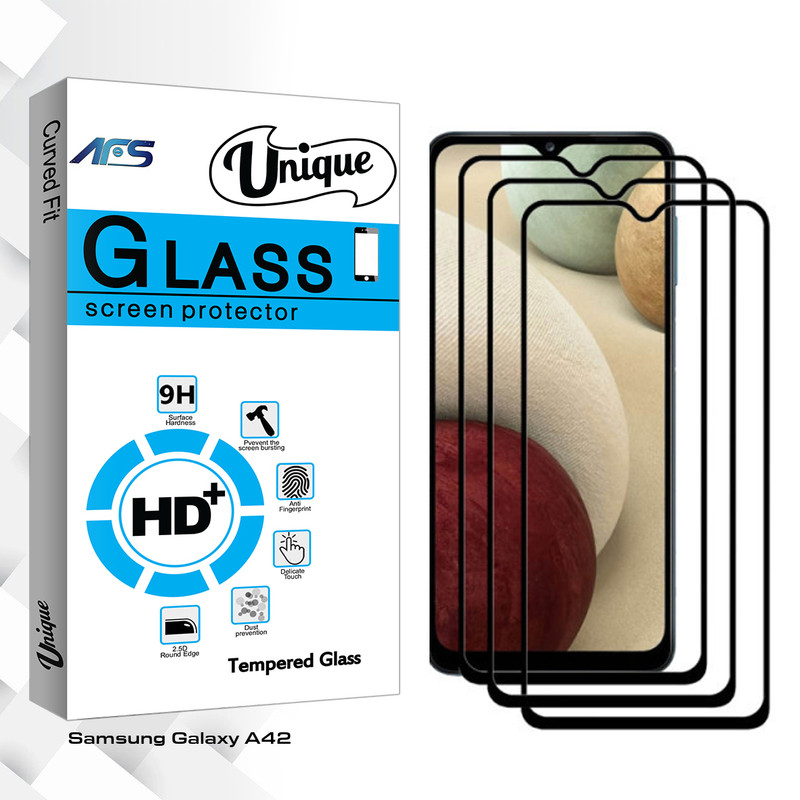 محافظ صفحه نمایش ای اف اس مدل Unique Glass مناسب برای گوشی موبایل سامسونگ A42 بسته سه عددی