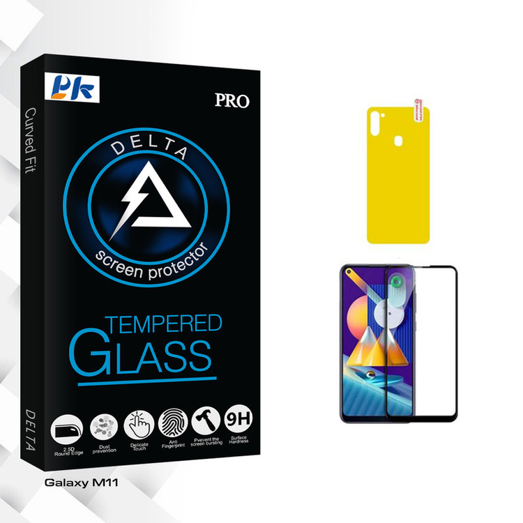 محافظ صفحه نمایش سرامیکی پی کی مدل Delta Glass مناسب برای گوشی موبایل سامسونگ Galaxy M11 محافظ پشت گوشی
