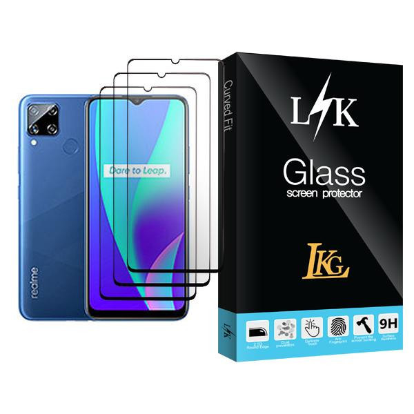 محافظ صفحه نمایش ال کا جی مدل LK Glass MIX003 مناسب برای گوشی موبایل ریلمی C15 بسته سه عددی