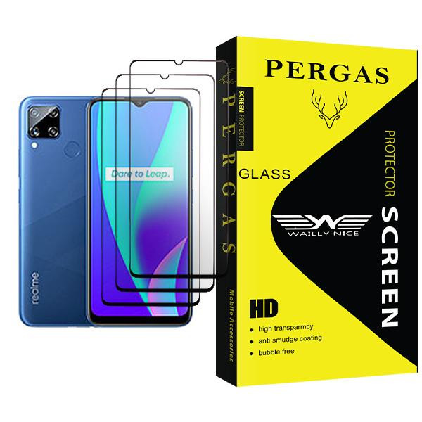 محافظ صفحه نمایش وایلی نایس مدل Pergas Glass MIX003 مناسب برای گوشی موبایل ریلمی C15 بسته سه عددی