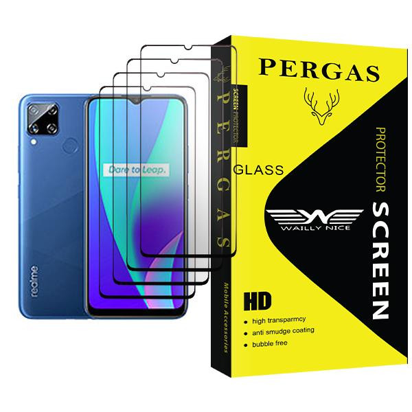 محافظ صفحه نمایش وایلی نایس مدل Pergas Glass MIX004 مناسب برای گوشی موبایل ریلمی C15 بسته چهار عددی