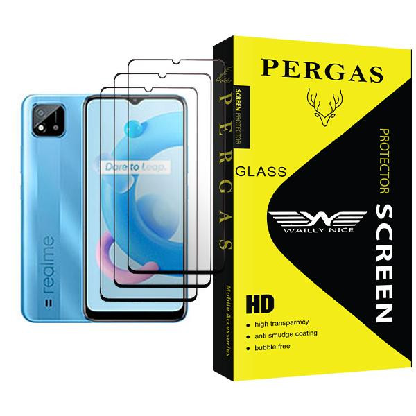محافظ صفحه نمایش وایلی نایس مدل Pergas Glass MIX003 مناسب برای گوشی موبایل ریلمی C20A بسته سه عددی