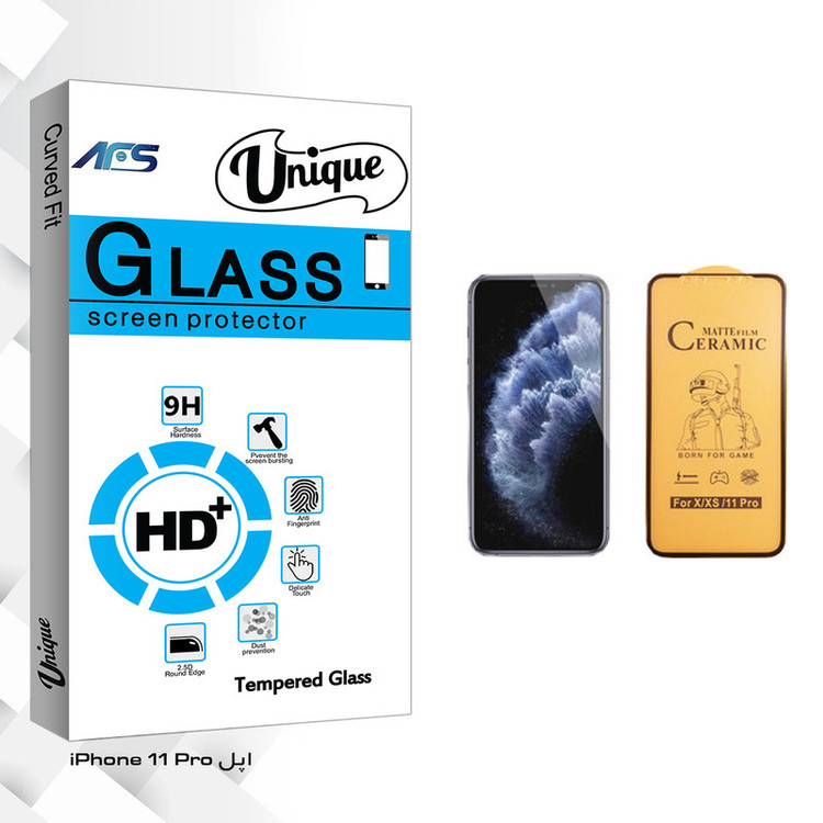 محافظ صفحه نمایش سرامیکی ای اف اس مدل Unique Glass مناسب برای گوشی موبایل اپل iPhone 11 Pro