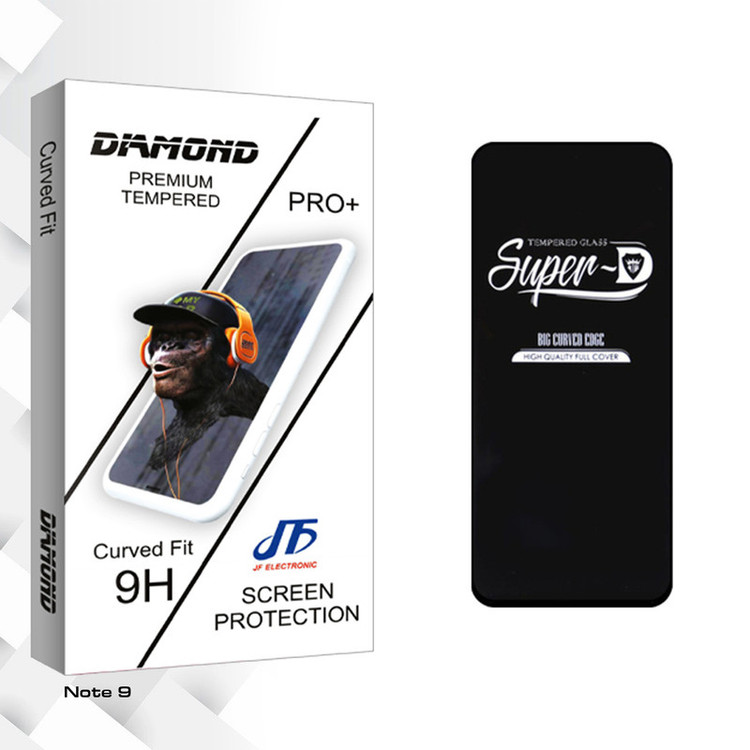 محافظ صفحه نمایش جی اف مدل Diamond GlassSuper D مناسب برای گوشی موبایل شیائومی Note 9