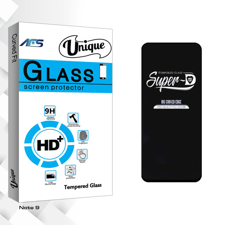 محافظ صفحه نمایش ای اف اس مدل Unique GlassSuper D مناسب برای گوشی موبایل شیائومی Note 9