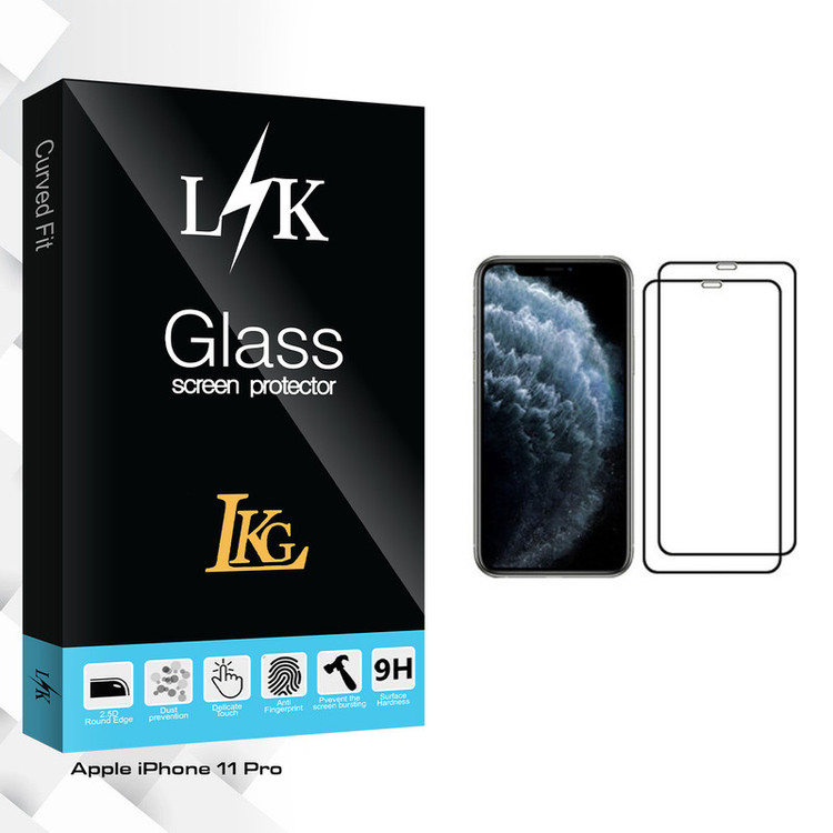 محافظ صفحه نمایش ال کا جی مدل LK Glass مناسب برای گوشی موبایل اپل iPhone 11 Pro بسته دو عددی
