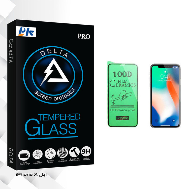 محافظ صفحه نمایش سرامیکی پی کی مدل Delta Glass مناسب برای گوشی موبایل اپل iPhone X