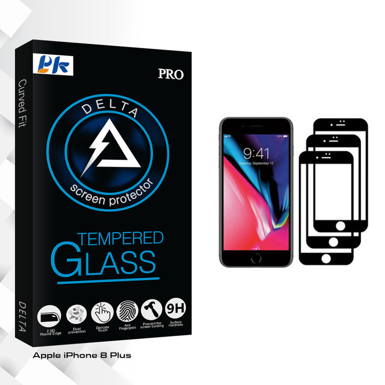محافظ صفحه نمایش پی کی مدل Delta Glass مناسب برای گوشی موبایل اپل iPhone 8 Plus بسته سه عددی