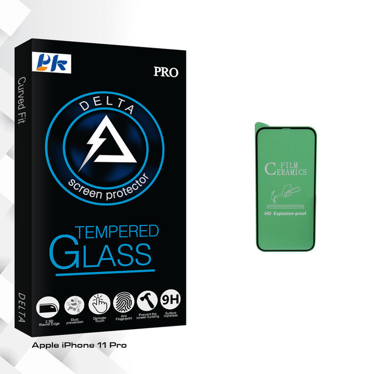 محافظ صفحه نمایش سرامیکی پی کی مدل Delta Glass مناسب برای گوشی موبایل اپل iPhone 11 Pro