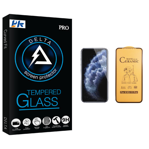 محافظ صفحه نمایش سرامیکی پی کی مدل Delta Glass مناسب برای گوشی موبایل اپل iPhone 11 Pro