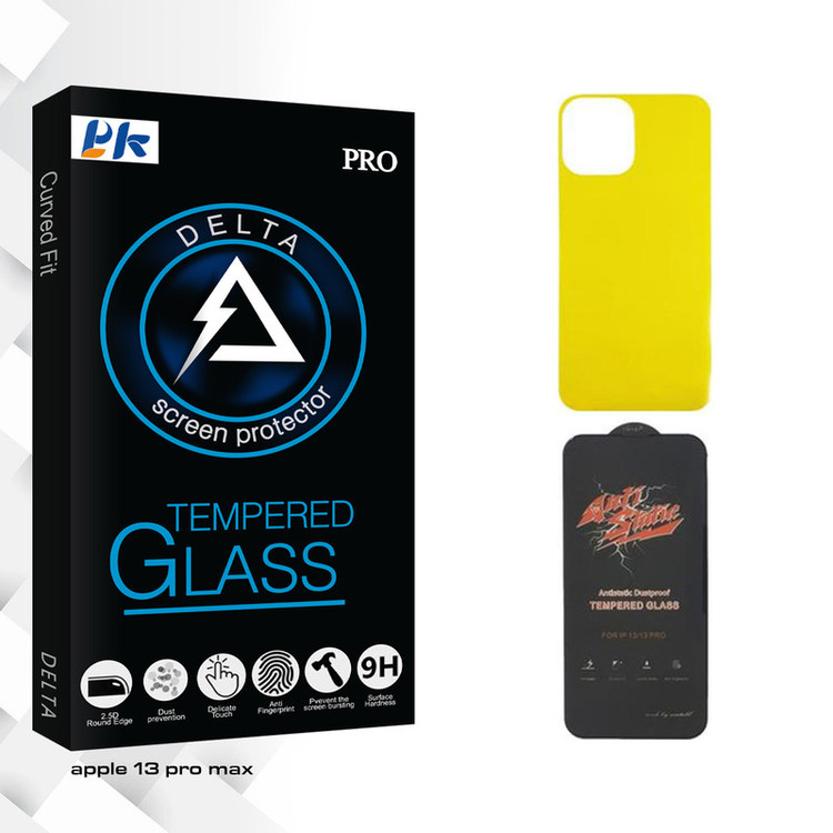 محافظ صفحه نمایش پی کی مدل Delta ANTI-STATIC مناسب برای گوشی موبایل اپل iPhone 13 pro max به همراه محافظ پشت گوشی