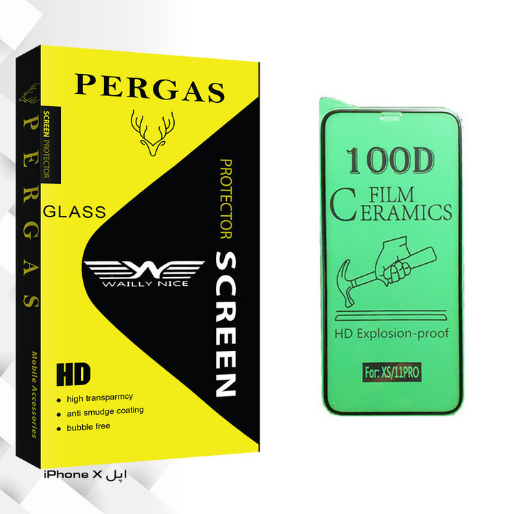 محافظ صفحه نمایش سرامیکی وایلی نایس مدل Pergas Glass مناسب برای گوشی موبایل اپل iPhone X