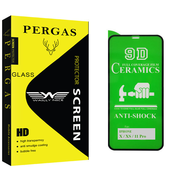 محافظ صفحه نمایش 9D وایلی نایس مدل Pergas Glass مناسب برای گوشی موبایل اپل iphone X / XS / 11 pro