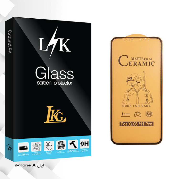 محافظ صفحه نمایش سرامیکی ال کا جی مدل LK Glass مناسب برای گوشی موبایل اپل iPhone X