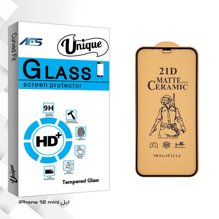 محافظ صفحه نمایش سرامیکی ای اف اس مدل Unique Glass مناسب برای گوشی موبایل اپل iPhone 12 mini