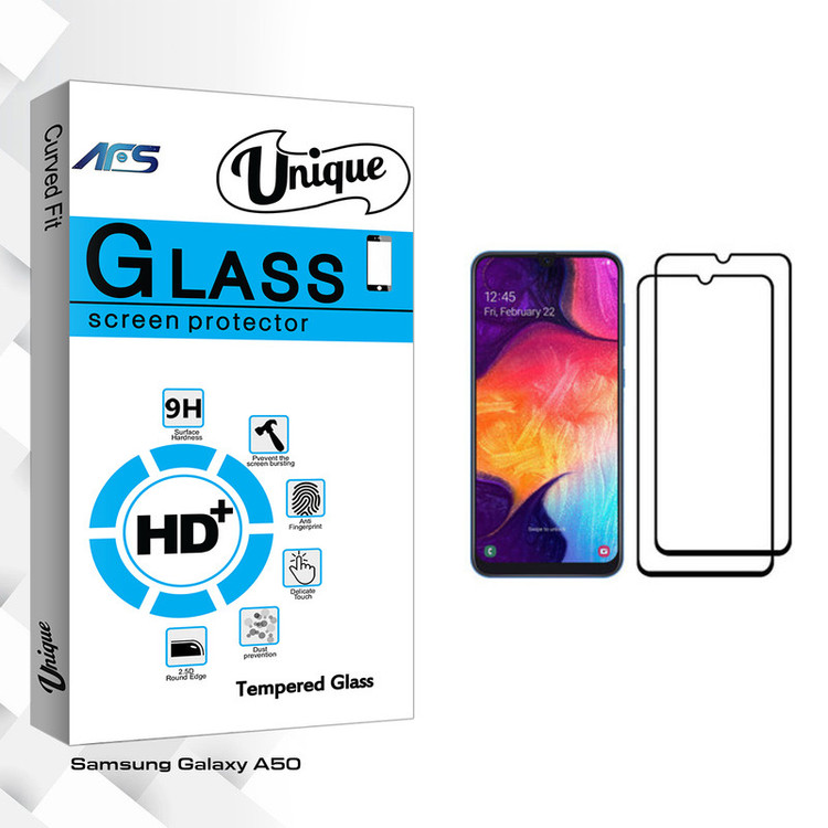 محافظ صفحه نمایش ای اف اس مدل Unique Glass مناسب برای گوشی موبایل سامسونگ Galaxy A50 بسته دو عددی