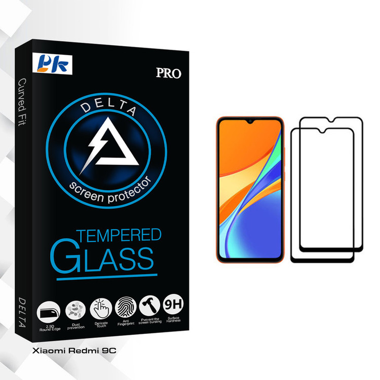 محافظ صفحه نمایش پی کی مدل Delta Glass مناسب برای گوشی موبایل شیائومی Redmi 9C بسته دو عددی