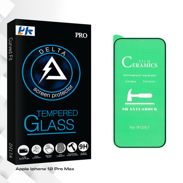 محافظ صفحه نمایش سرامیکی پی کی مدل Delta Glass مناسب برای گوشی موبایل اپل Iphone 12 Pro Max