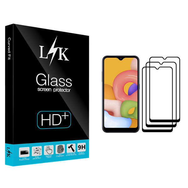محافظ صفحه نمایش ال کی مدل Hard glass مناسب برای گوشی موبایل سامسونگ Galaxy A01 بسته سه عددی