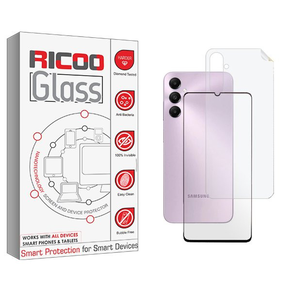 محافظ صفحه نمایش شیشه ای ریکو مدل RiC2 مناسب برای گوشی موبایل سامسونگ Galaxy A05s به همراه محافظ پشت گوشی