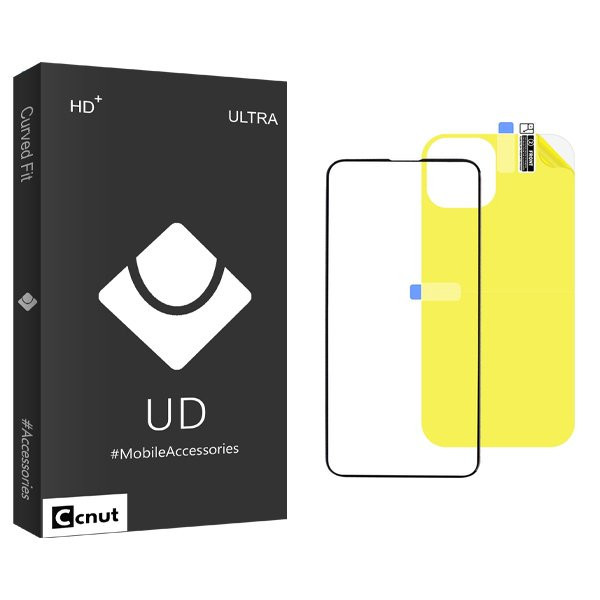 محافظ صفحه نمایش شیشه ای کوکونات مدل UDB مناسب برای گوشی موبایل اپل iPhone 14 Pro به همراه محافظ پشت گوشی