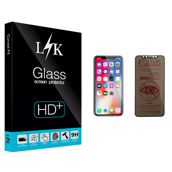 محافظ صفحه نمایش حریم شخصی ال کی مدل Hard glass مناسب برای گوشی موبایل اپل iPhone X