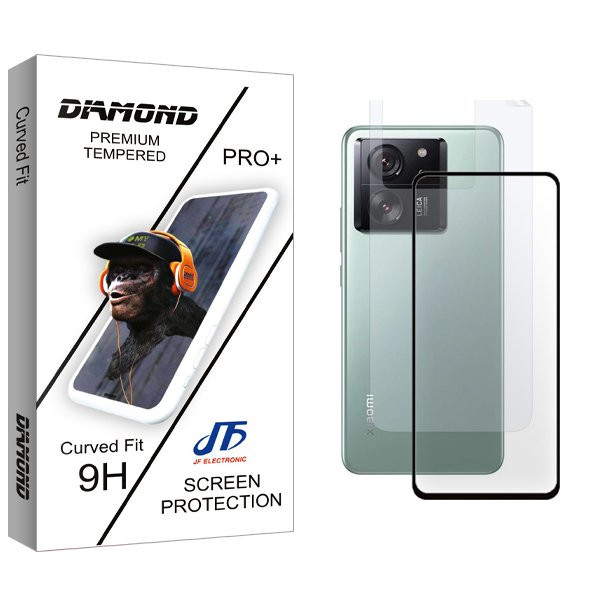 محافظ صفحه نمایش شیشه ای جی اف مدل Diamond مناسب برای گوشی موبایل شیائومی 13T به همراه محافظ پشت گوشی