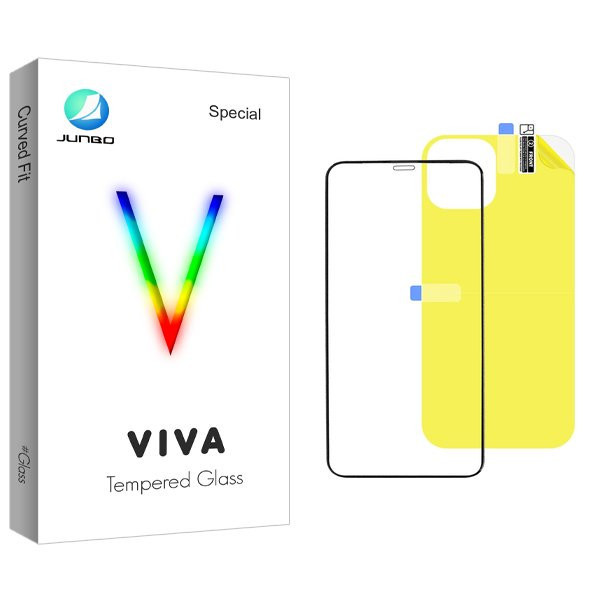 محافظ صفحه نمایش شیشه ای جانبو مدل Viva مناسب برای گوشی موبایل اپل iPhone 12 Pro به همراه محافظ پشت گوشی