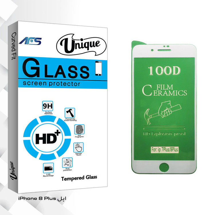 محافظ صفحه نمایش سرامیکی ای اف اس مدل Unique Glass مناسب برای گوشی موبایل اپل iPhone 8 Plus