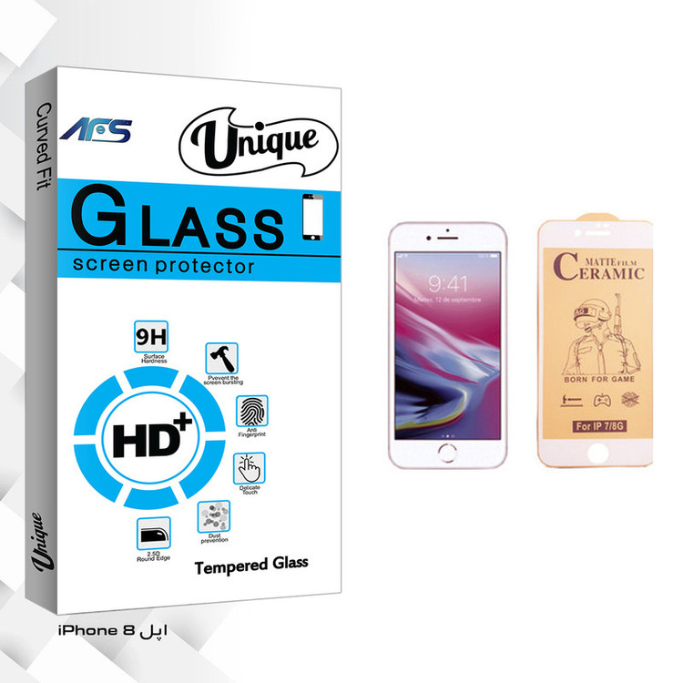 محافظ صفحه نمایش سرامیکی ای اف اس مدل Unique Glass مناسب برای گوشی موبایل اپل iPhone 8