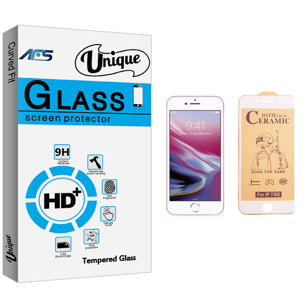 محافظ صفحه نمایش سرامیکی ای اف اس مدل Unique Glass مناسب برای گوشی موبایل اپل iPhone 8