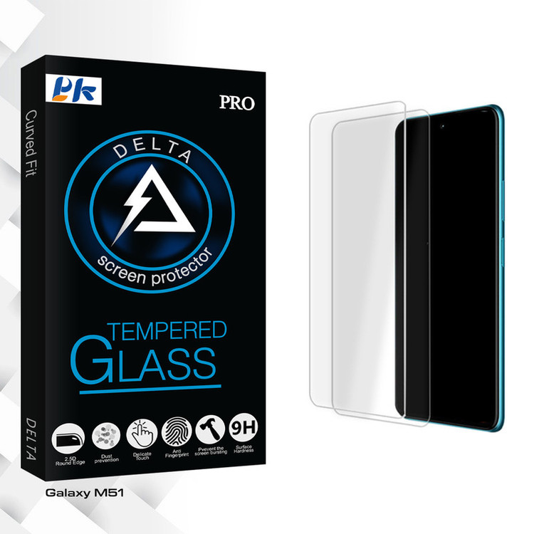 محافظ صفحه نمایش شیشه ای پی کی مدل Delta Glass MIX2 مناسب برای گوشی موبایل سامسونگ Galaxy M51 بسته دو عددی