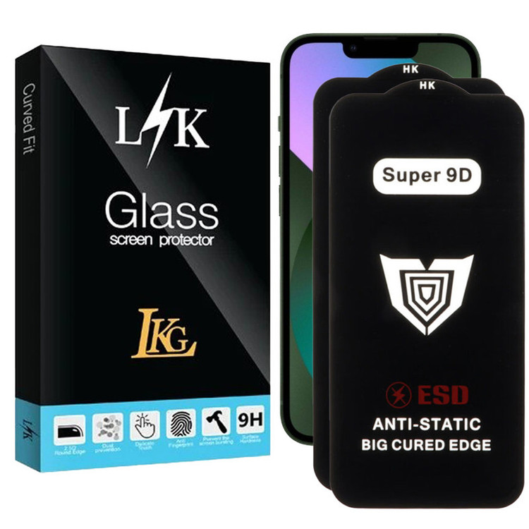 محافظ صفحه نمایش ال کا جی مدل Super 9D مناسب برای گوشی موبایل اپل iPhone 13 Pro بسته 2 عددی