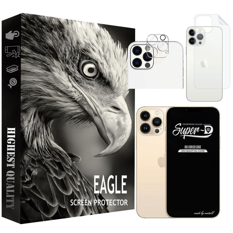 محافظ صفحه نمایش ایگل مدل SPD-E01 مناسب برای گوشی موبایل اپل IPhone 13 Pro Max به همراه محافظ پشت و لنز