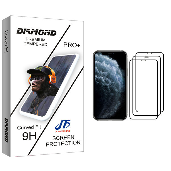 محافظ صفحه نمایش جی اف مدل Diamond glass مناسب برای گوشی موبایل اپل iPhone 11 Pro بسته سه عددی