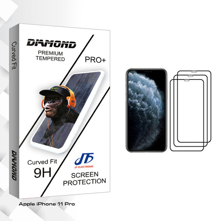 محافظ صفحه نمایش جی اف مدل Diamond glass مناسب برای گوشی موبایل اپل iPhone 11 Pro بسته سه عددی