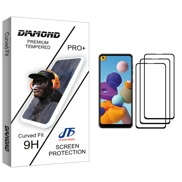 محافظ صفحه نمایش جی اف مدل Diamond glass مناسب برای گوشی موبایل سامسونگ Galaxy A21 بسته سه عددی