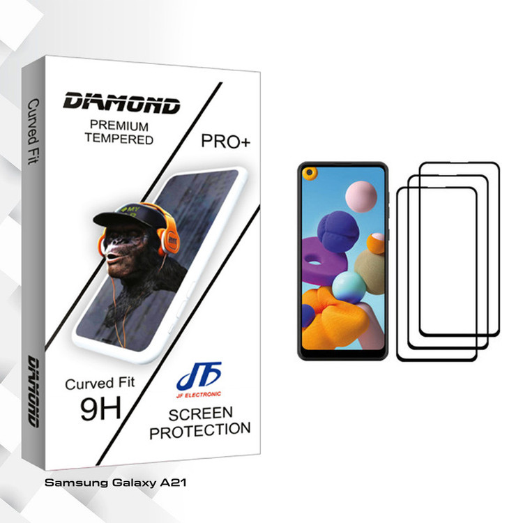 محافظ صفحه نمایش جی اف مدل Diamond glass مناسب برای گوشی موبایل سامسونگ Galaxy A21 بسته سه عددی
