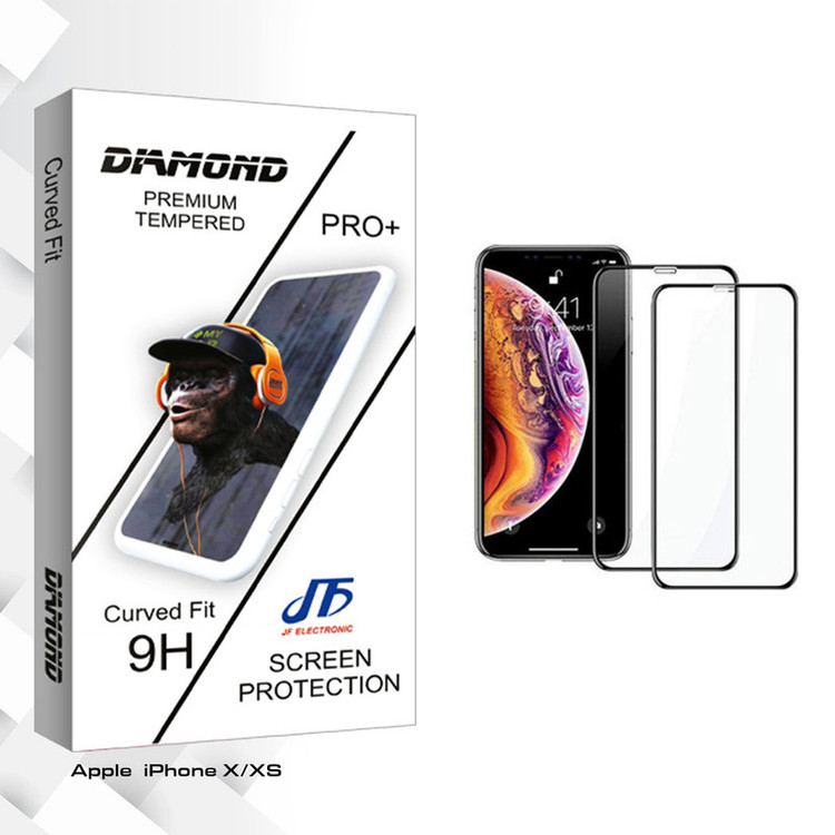 محافظ صفحه نمایش جی اف مدل Diamond glass مناسب برای گوشی موبایل اپل iPhone X/XS بسته 2 عددی
