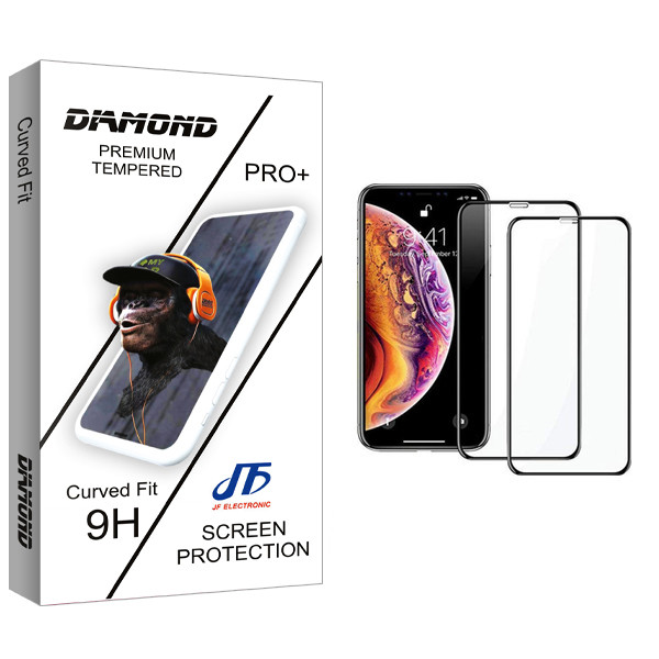 محافظ صفحه نمایش جی اف مدل Diamond glass مناسب برای گوشی موبایل اپل iPhone X/XS بسته 2 عددی