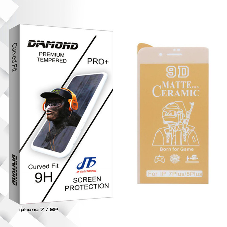 محافظ صفحه نمایش سرامیکی مات جی اف مدل Diamond glass مناسب برای گوشی موبایل اپل iphone 7 / 8P