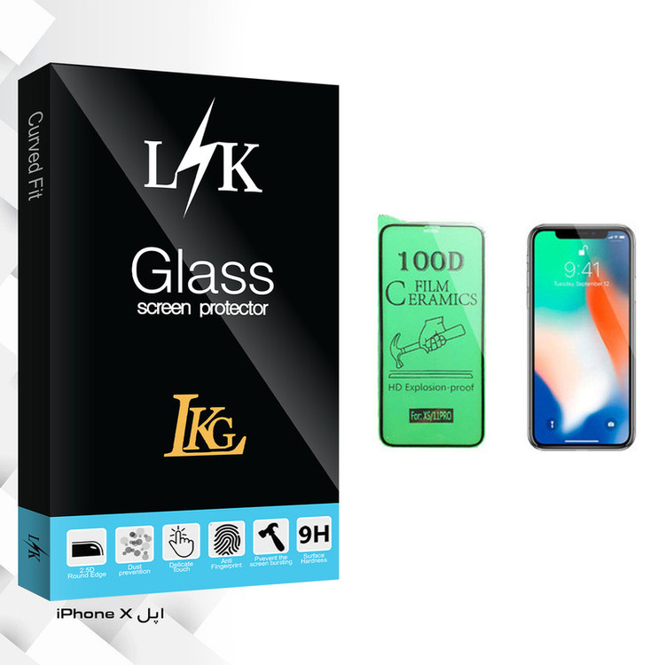 محافظ صفحه نمایش سرامیکی ال کا جی مدل LK Glass مناسب برای گوشی موبایل اپل iPhone X
