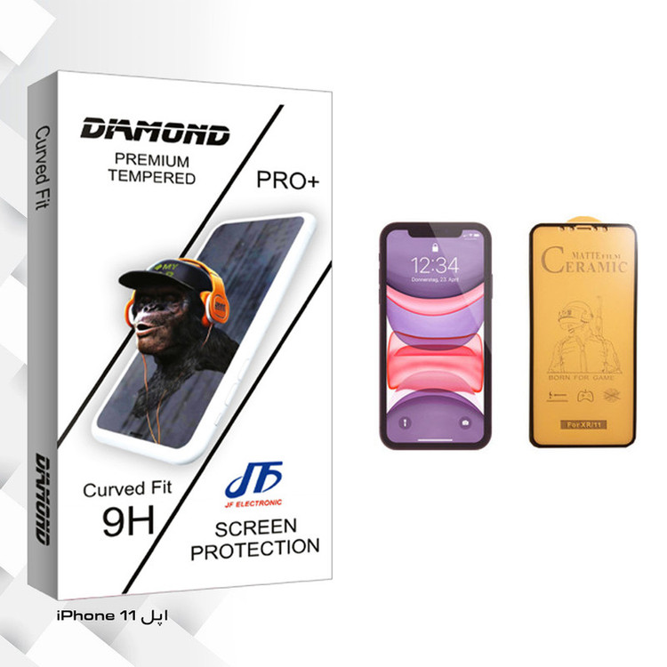 محافظ صفحه نمایش سرامیکی جی اف مدل Diamond glass مناسب برای گوشی موبایل اپل iPhone 11