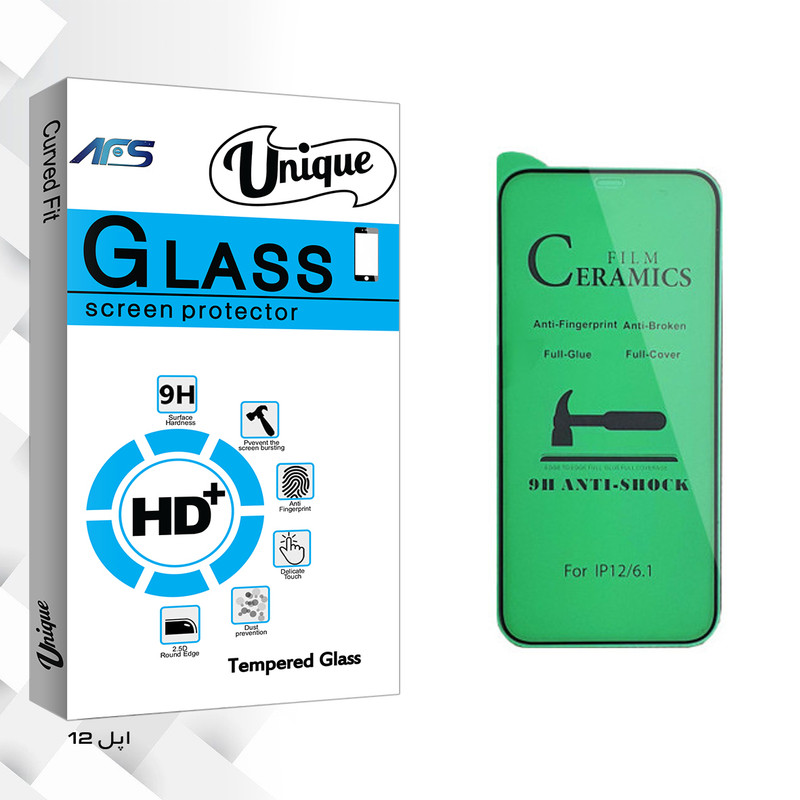 محافظ صفحه نمایش سرامیکی ای اف اس مدل Unique Glass مناسب برای گوشی موبایل اپل iPhone 12
