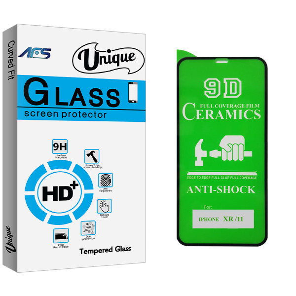 محافظ صفحه نمایش 9D ای اف اس مدل Unique Glass مناسب برای گوشی موبایل اپل iphone XR / 11