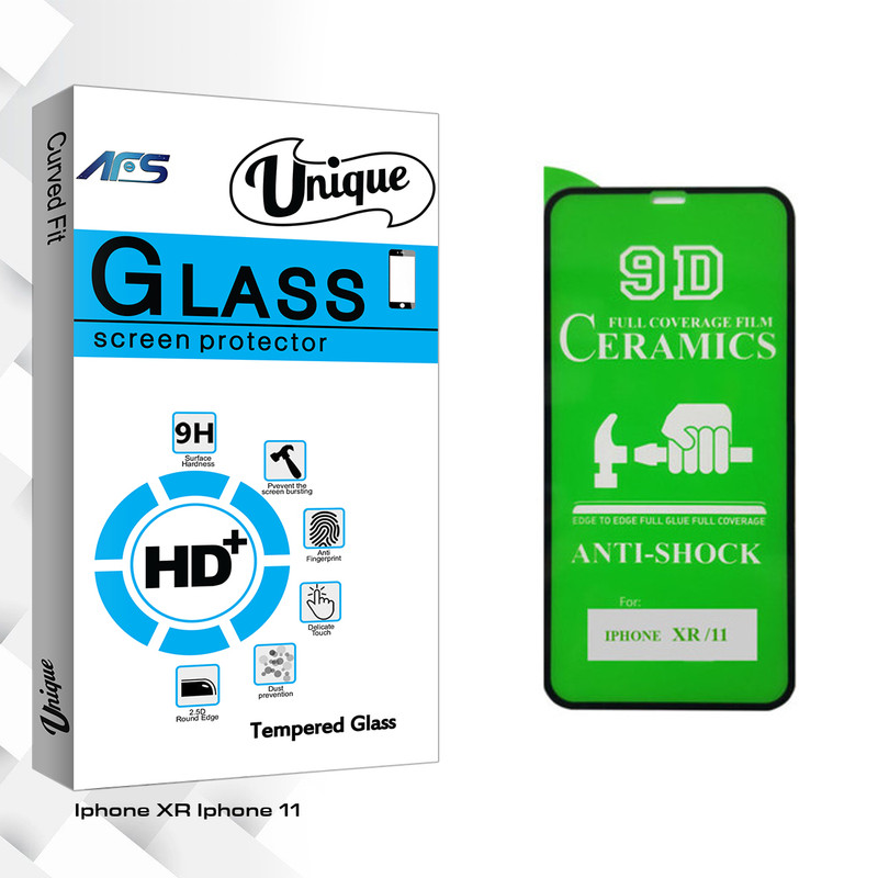 محافظ صفحه نمایش 9D ای اف اس مدل Unique Glass مناسب برای گوشی موبایل اپل iphone XR / 11